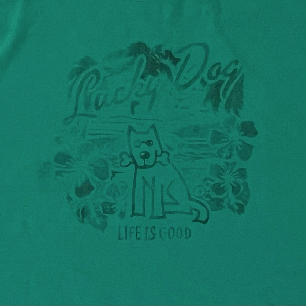 Life is Good Men's Hawaiian Print Rocket Lucky Dog Short Sleeve Crusher Tee XL